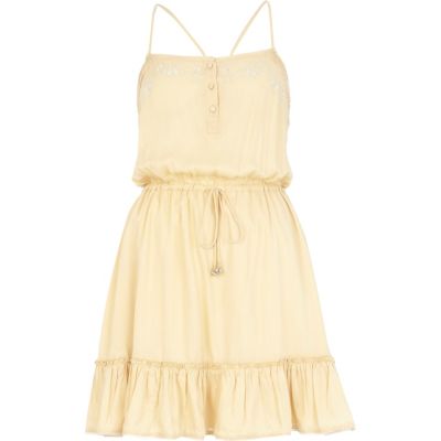 Beige boho frill cami dress