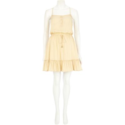 Beige boho frill cami dress