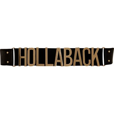 Black holla back waist belt