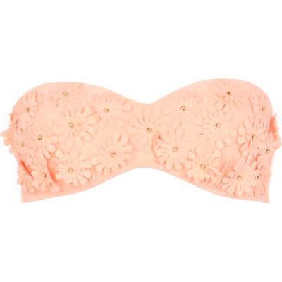 Orange 3D flower balconette bikini top