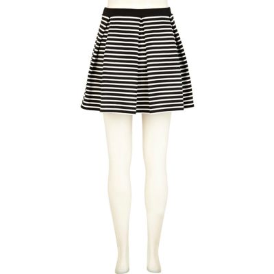 Black and white striped skater skirt
