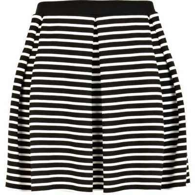 Black and white striped skater skirt