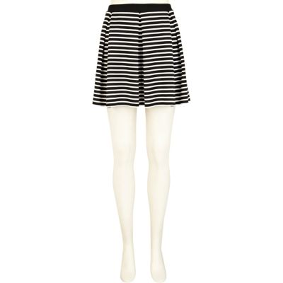 Black and white striped skater skirt