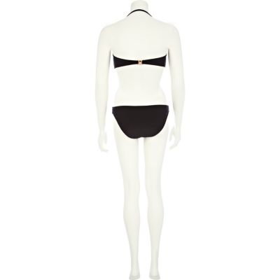 Coral colour block zip bikini bottoms