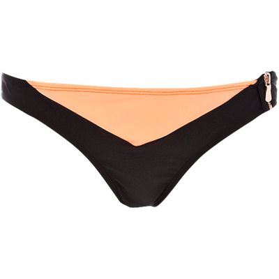 Coral colour block zip bikini bottoms