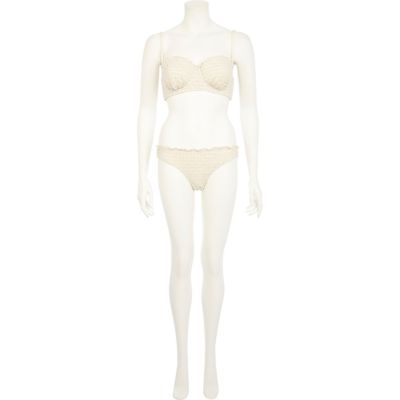 Cream crochet bikini briefs