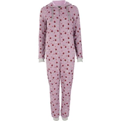 Purple strawberry print onesie