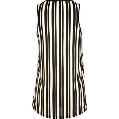 Black vertical stripe longline vest