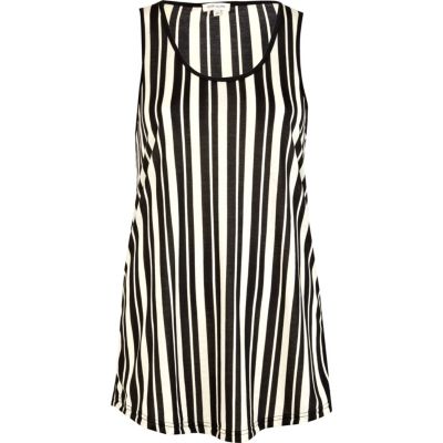 Black vertical stripe longline vest