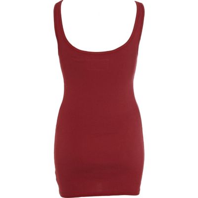 Red longline scoop neck vest top