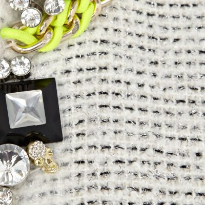 Grey boucle jewelled fluro trim jacket