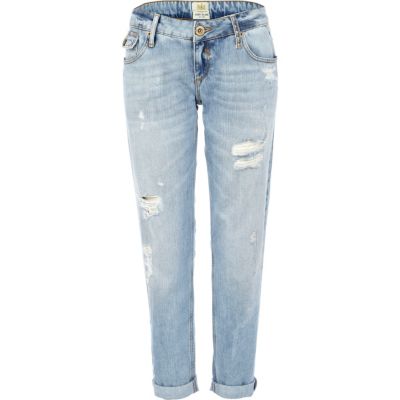Light wash distressed Cassie boyfriend jeans