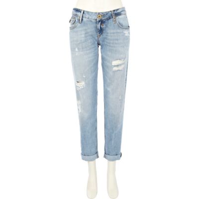 Light wash distressed Cassie boyfriend jeans