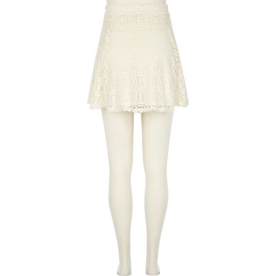 Cream burnout lace skater skirt