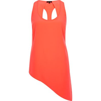 Orange asymmetric cut out vest 