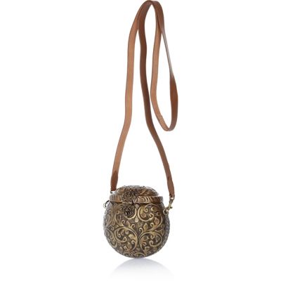 Gold tone metal round bag