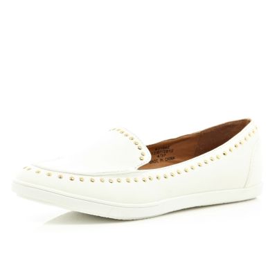 White studded slipper shoes 