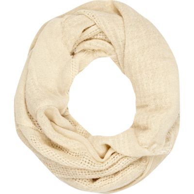 Cream gauze laddered snood