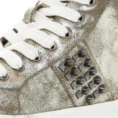 Gold studded leather look high tops