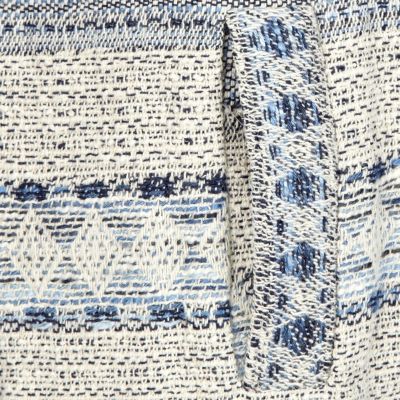 Blue aztec print contrast sleeve blazer