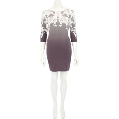 Grey dip dye jewelled bodycon dress