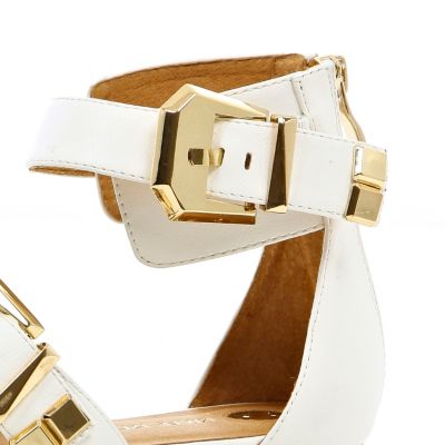 White chunky buckle sandals 