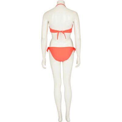 Coral flower stud balconette bikini top