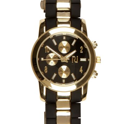 Black silicone two-tone bracelet watch