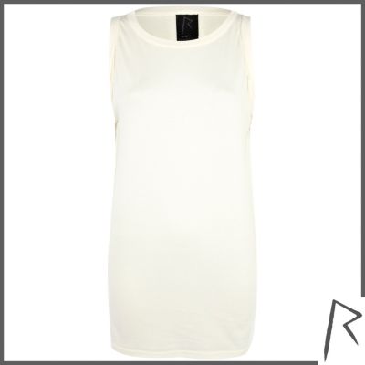 Cream Rihanna roll sleeve tank top