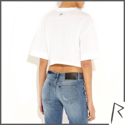White Rihanna cropped t-shirt