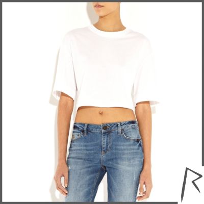White Rihanna cropped t-shirt