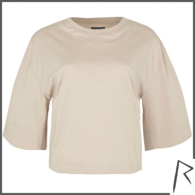 Beige Rihanna cropped t-shirt