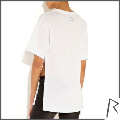 White Rihanna side split oversized t-shirt