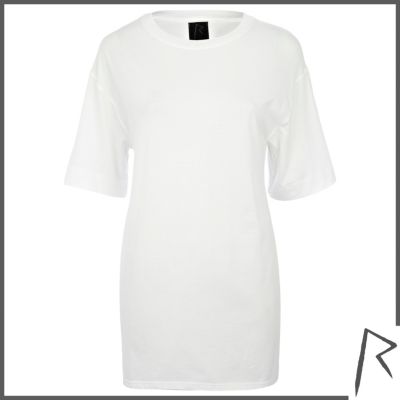 White Rihanna side split oversized t-shirt
