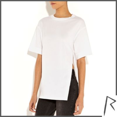 White Rihanna side split oversized t-shirt