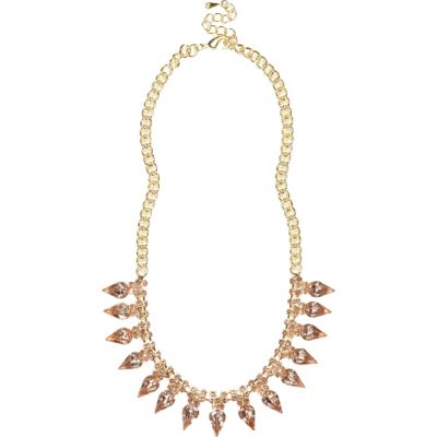 Gold tone diamante spike necklace