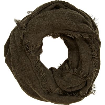 Khaki gauze distressed scarf