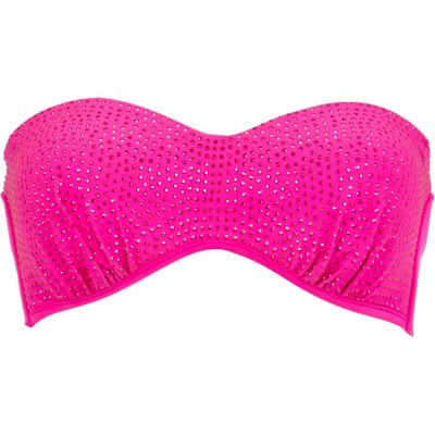 Neon pink diamante balconette bikini top