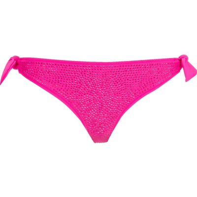Bright pink diamante bikini bottoms