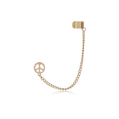 Gold tone peace ear cuff