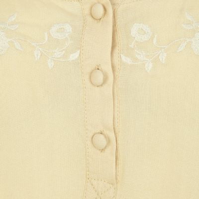 Beige floral embroidered frill hem cami dress
