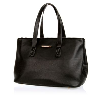 Black double gusset tote bag