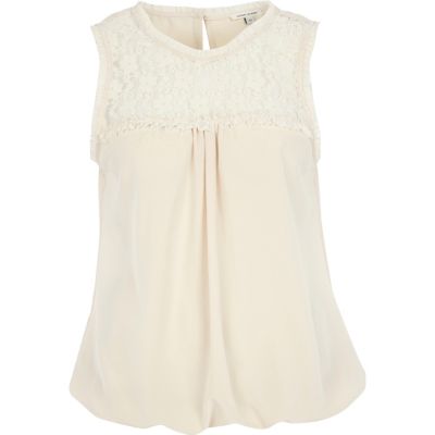 Cream lace insert sleeveless top