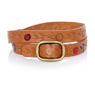 Light brown floral leather bracelet