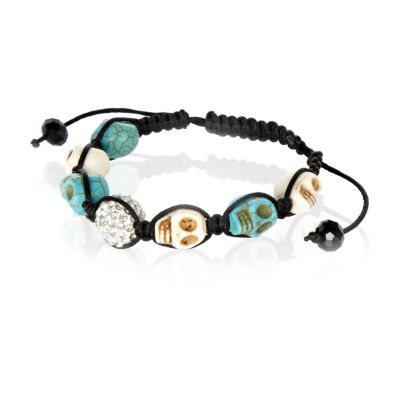 Turquoise diamante skull bracelet
