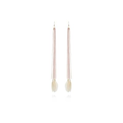 Pink feather chain earrings