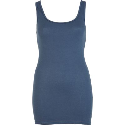 Navy low scoop neck vest
