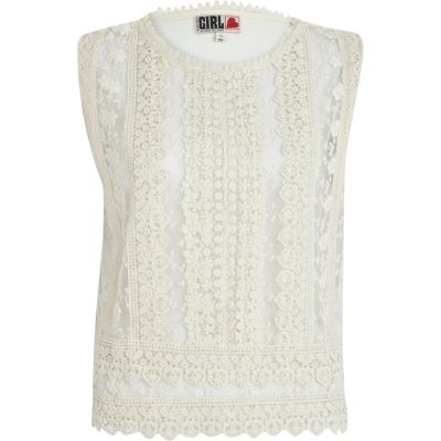 White Chelsea Girl embroidered shell top