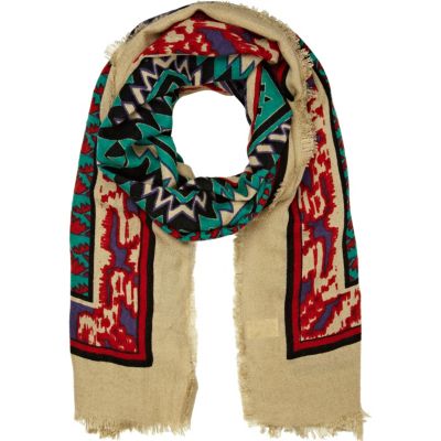 Turquoise aztec print scarf