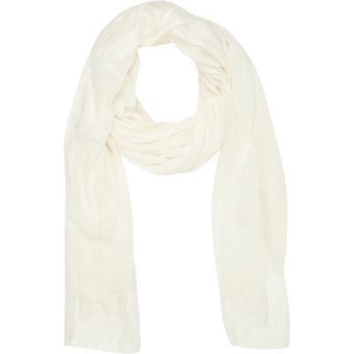 Cream lightweight long scarf